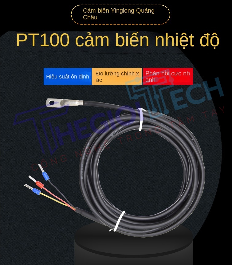 Cảm biến nhiệt độ PT100/PT1000 nhập khẩu, đầu dò ép mũi, điện trở bạch kim 3 dây, truyền tín hiệu nhiệt - PT1000 A 2m