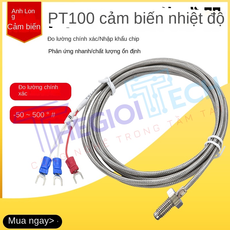 Cảm biến nhiệt độ PT100/PT1000 ren M8/M6, đầu dò công nghiệp độ chính xác cao, chịu nhiệt cao - PT1000-A 0.5m M6