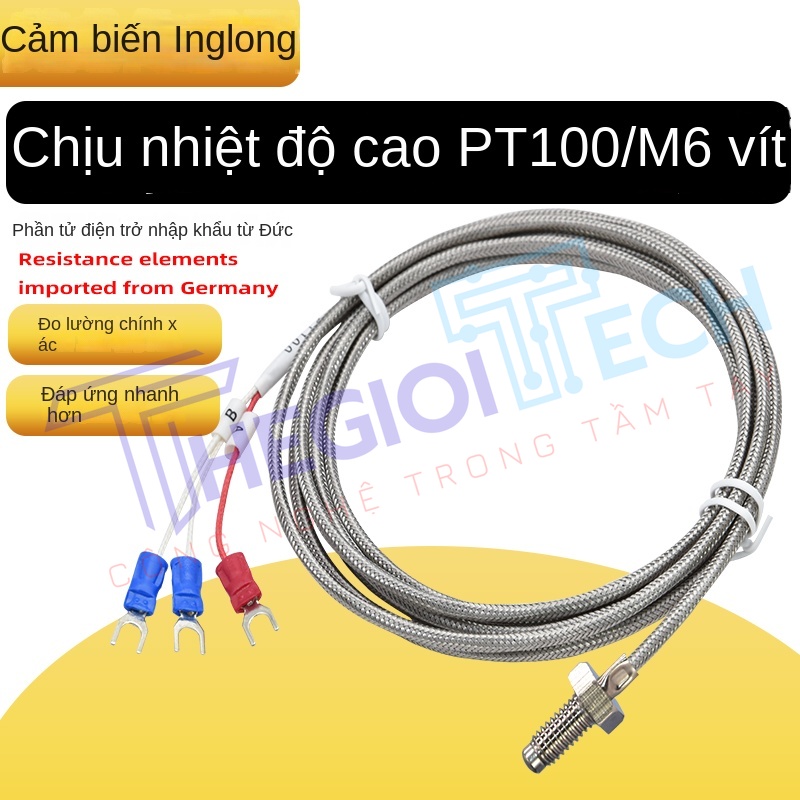 Cảm biến nhiệt độ PT100/PT1000 ren M8/M6, đầu dò công nghiệp độ chính xác cao, chịu nhiệt cao - PT1000-A 0.5m M6