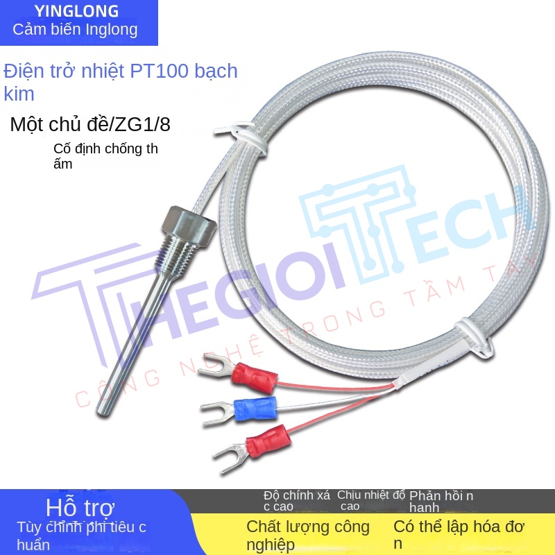Cảm biến nhiệt độ PT100/PT1000, ren cố định 1/8" (ZG1/8), điện trở bạch kim cho thiết bị công nghiệp & máy pha cà phê - PT100 ZG1/8φ5×50 0.5