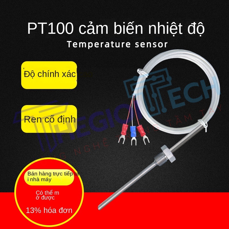 Cảm biến nhiệt độ PT100 Yinglong, ren cố định M12, điện trở bạch kim công nghiệp - φ5×50 2m M12×1.5