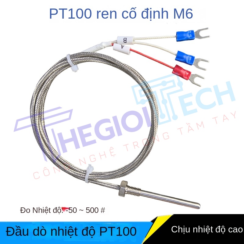 Cảm biến nhiệt độ PT100 chịu nhiệt cao PT100 điện trở nhiệt 500℃ - Φ4×40MM-M8 1m