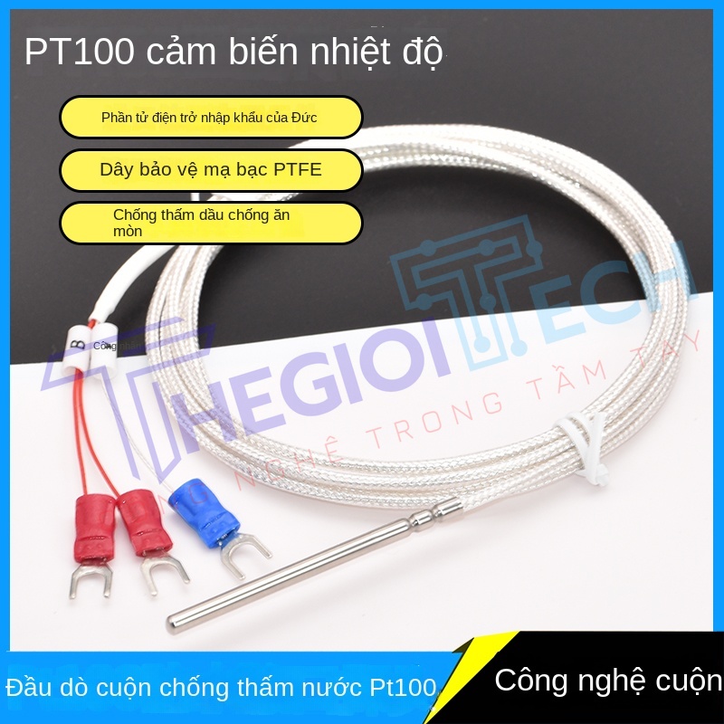 Cảm biến nhiệt độ PT100, đầu dò bạch kim chính xác, chống nước, chống ăn mòn, kích thước 3×50 mm - Điện trở A 0.1