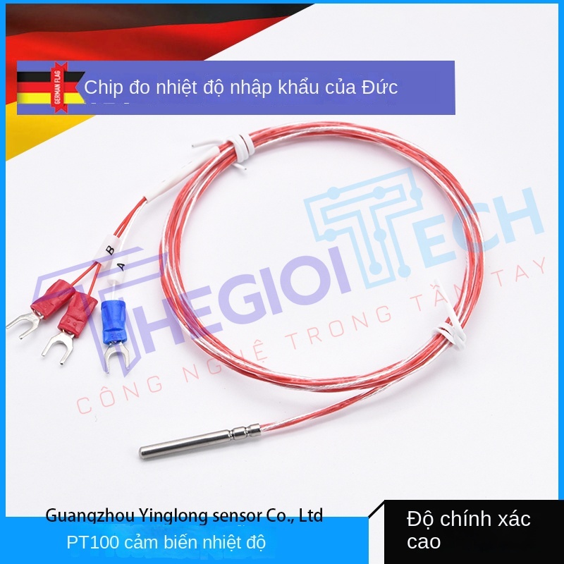 Cảm biến nhiệt độ PT100, đầu dò điện trở bạch kim, dây 3 lõi có chống nhiễu, đường kính 3mm trong suốt - A -50-200C 0.5m