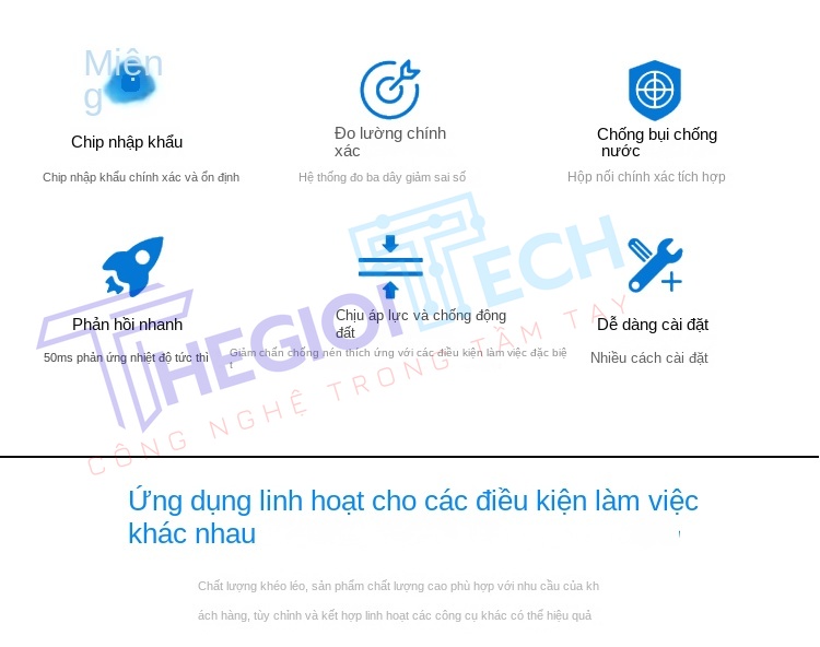 Cảm biến nhiệt độ PT100, điện trở nhiệt 2 dây3 dây, đầu dò ren 4分 cố định - 1/2 L50 5m