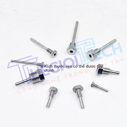 Cảm biến nhiệt độ PT100, điện trở nhiệt 2 dây3 dây, đầu dò ren 4分 cố định - PT1/4 L100 2m