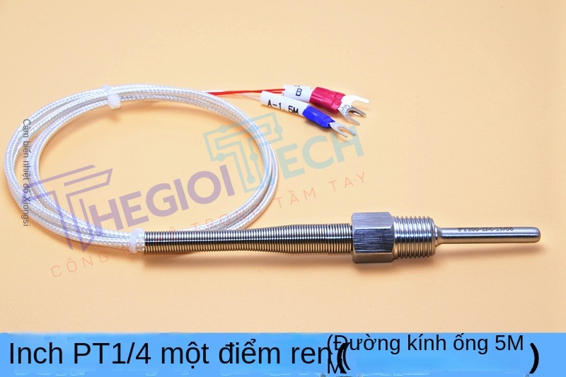 Cảm biến nhiệt độ PT100, điện trở nhiệt 2 dây3 dây, đầu dò ren 4分 cố định - PT100 3D φ5