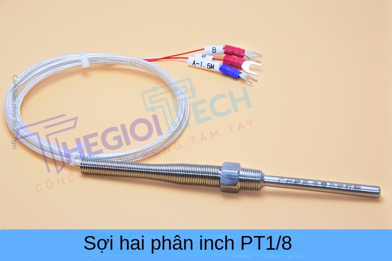 Cảm biến nhiệt độ PT100, điện trở nhiệt 2 dây3 dây, đầu dò ren 4分 cố định - PT100 3D φ5