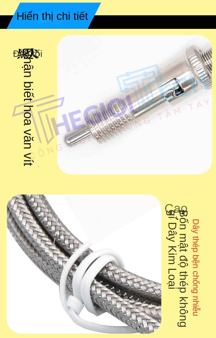 Cảm biến nhiệt độ PT100 kiểu lò xo ép, đầu dò điện trở bạch kim, đo nhiệt độ chính xác, chịu nhiệt cao - PT100 A 1.5m