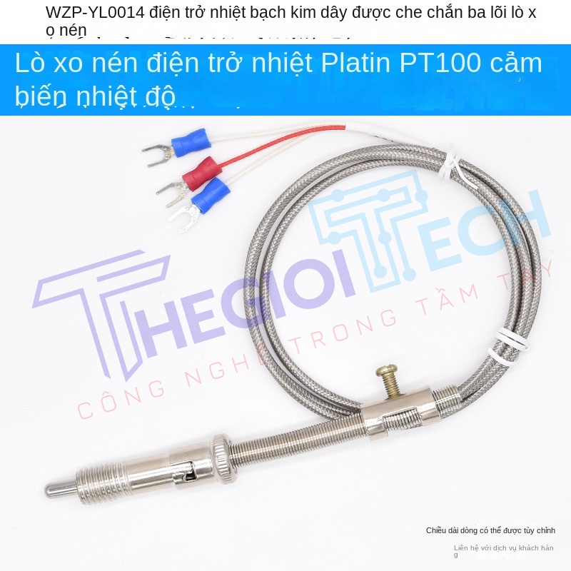 Cảm biến nhiệt độ PT100 kiểu lò xo ép, đầu dò điện trở bạch kim, đo nhiệt độ chính xác, chịu nhiệt cao - PT100 A 10m