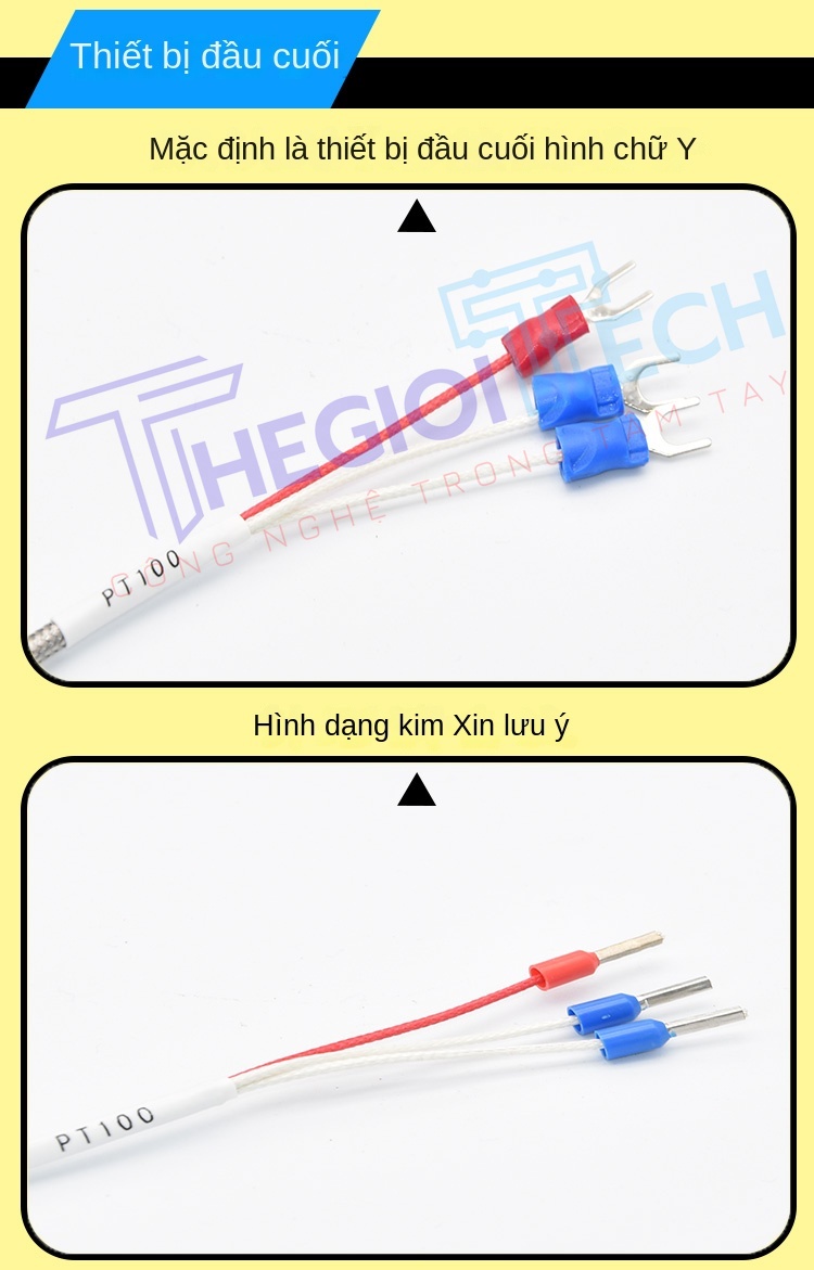 Cảm biến nhiệt độ PT100 kiểu lò xo ép, đầu dò điện trở bạch kim, đo nhiệt độ chính xác, chịu nhiệt cao - PT100 A 3m