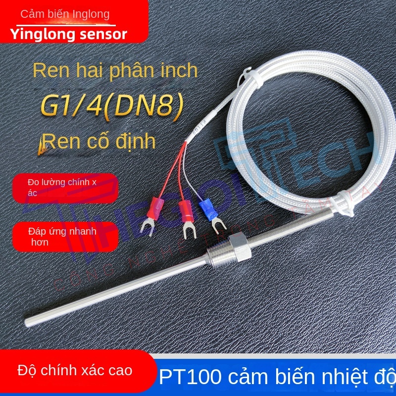 Cảm biến nhiệt độ PT100, ren cố định 12 (G14), điện trở bạch kim, đầu dò công nghiệp - G1/4 φ5×100 0.5m