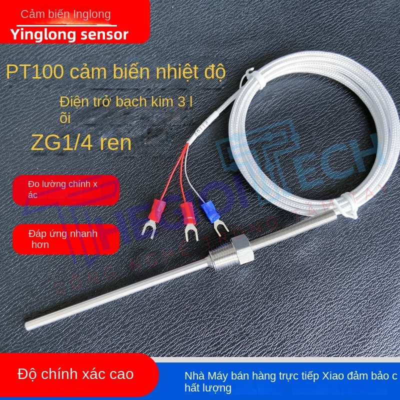 Cảm biến nhiệt độ PT100, ren cố định 12 (G14), điện trở bạch kim, đầu dò công nghiệp - G1/4 φ5×100 1m