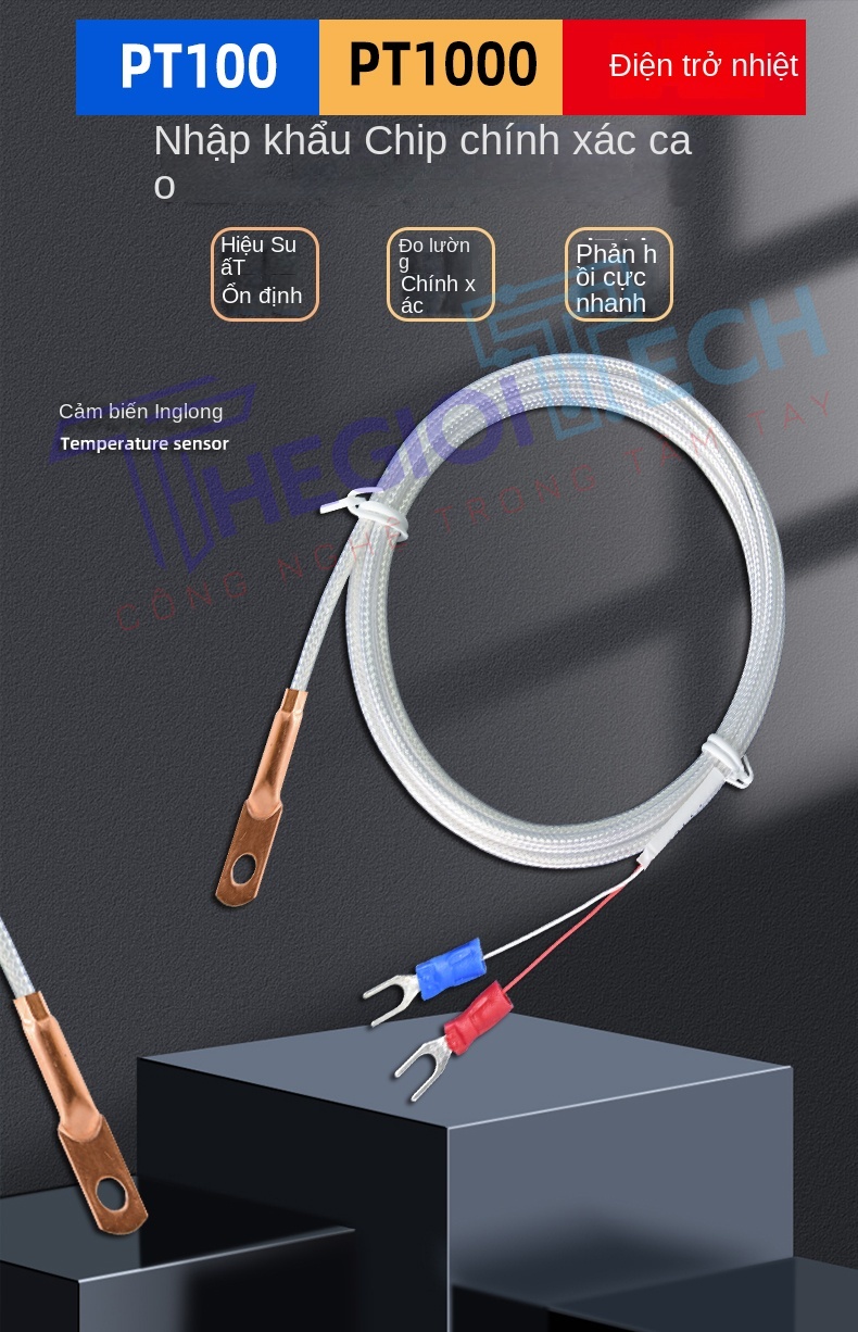 Cảm biến nhiệt độ PT100PT1000 2 dây, đầu dò dạng lỗ tròn, điện trở bạch kim kiểu dán bề mặt - PT1000 A 0.5m 0.1
