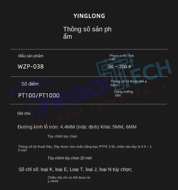 Cảm biến nhiệt độ PT100PT1000 2 dây, đầu dò dạng lỗ tròn, điện trở bạch kim kiểu dán bề mặt - PT1000 A 0.5m 0.1