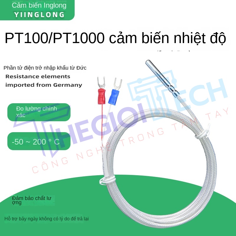Cảm biến nhiệt độ PT100PT1000 2 dây, điện trở bạch kim A级, chịu nhiệt cao, độ chính xác cao cho công nghiệp - PT100 A 3m