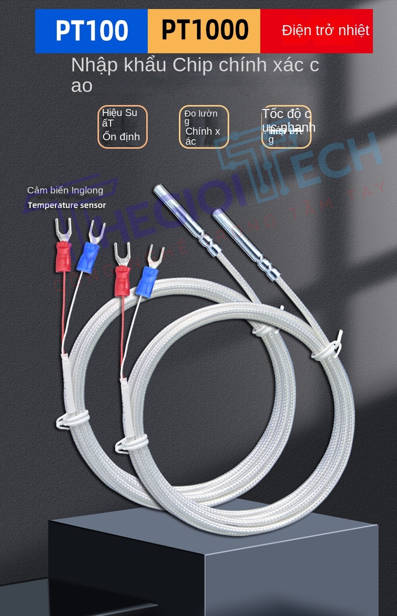Cảm biến nhiệt độ PT100PT1000 2 dây, điện trở bạch kim A级, chịu nhiệt cao, độ chính xác cao cho công nghiệp - PT1000 A 3m