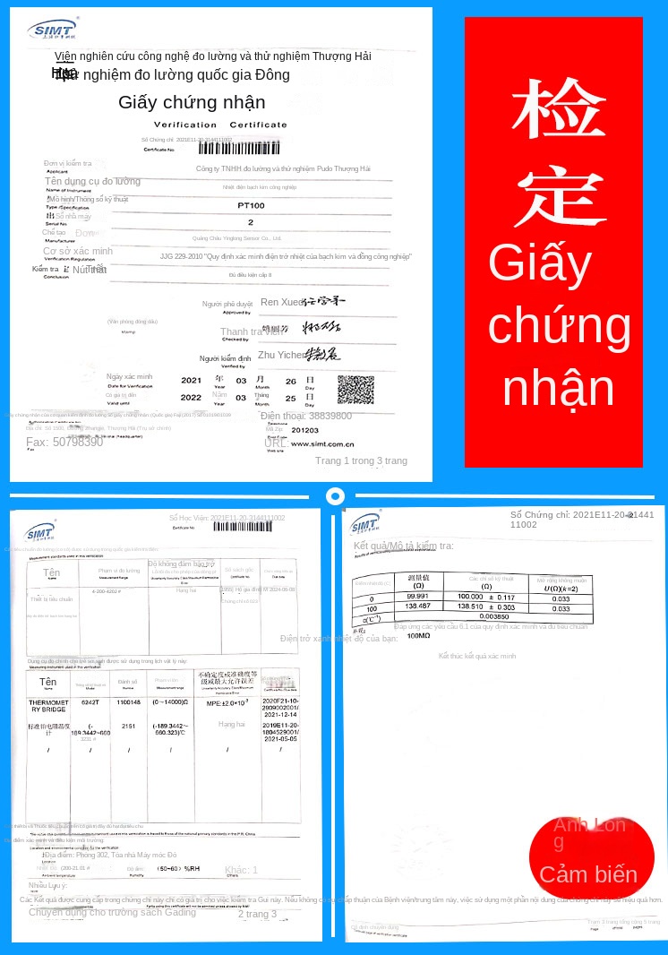 Cảm biến nhiệt độ PT100PT1000 2 dây, điện trở bạch kim A级, thương hiệu Yinglong - PT100 A 5m