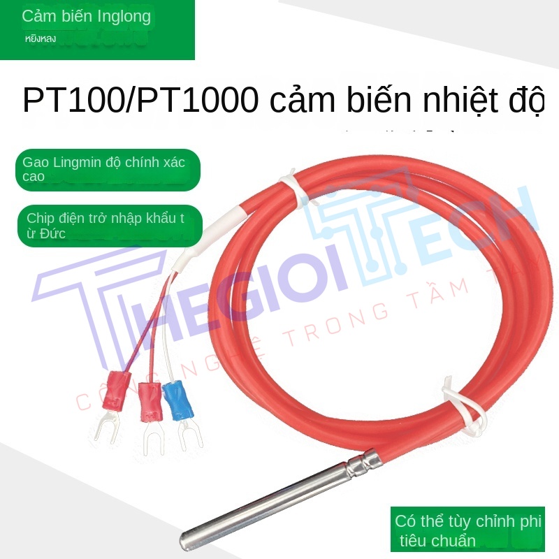 Cảm biến nhiệt độ PT100PT1000 3 dây, dây silicone chịu nhiệt, đường kính 5mm, hàng nhập khẩu Yinglong
