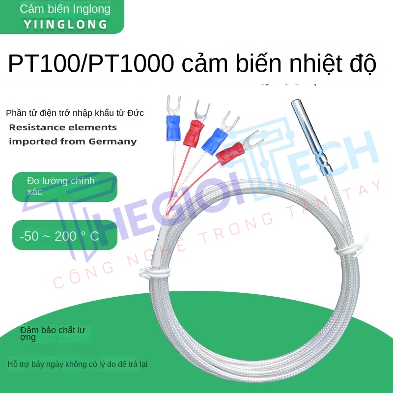 Cảm biến nhiệt độ PT100PT1000 4 dây (4 lõi), đầu dò điện trở bạch kim công nghiệp, chống nước chống ăn mòn - PT1000 3m