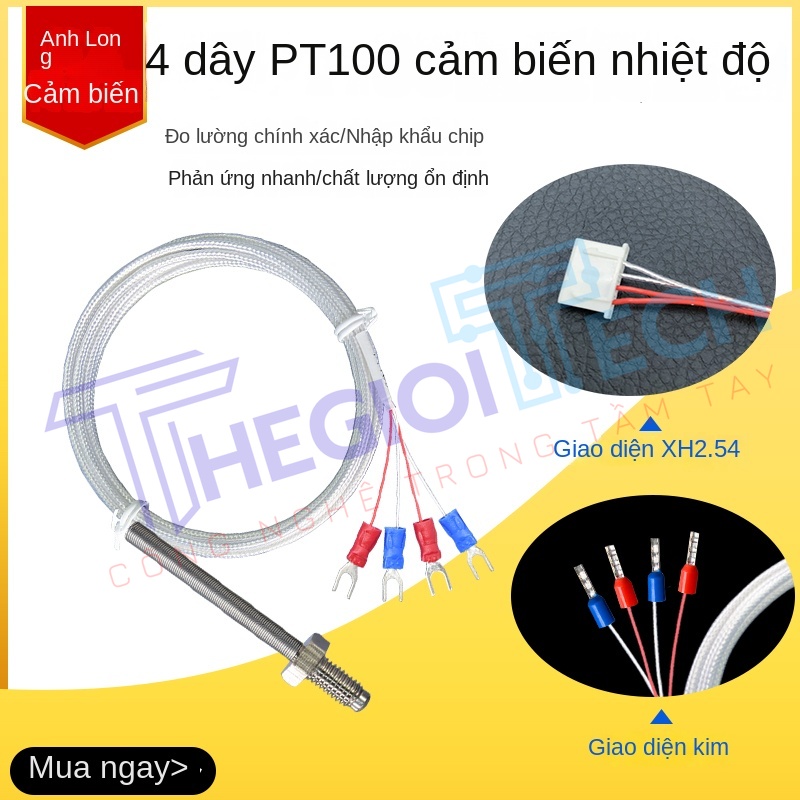 Cảm biến nhiệt độ PT100PT1000 4 dây (4 lõi), ren M6, đầu dò điện trở bạch kim công nghiệp - PT1000 5m M6