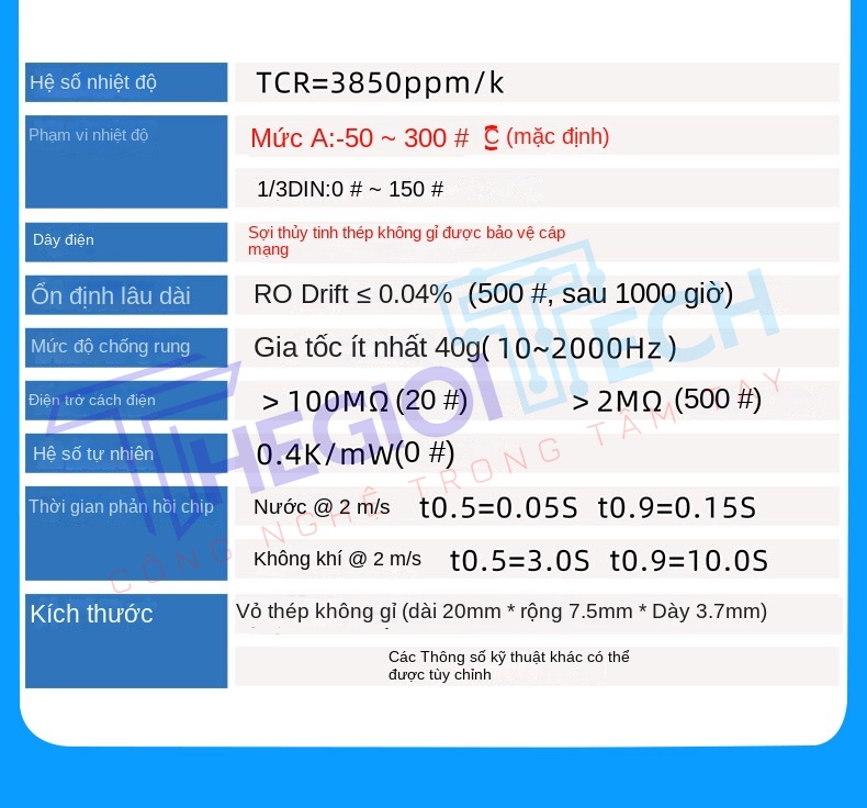 Cảm biến nhiệt độ PT100PT1000 dạng dán bề mặt, đầu dò điện trở bạch kim, kích thước nhỏ gọn - PT100 2m
