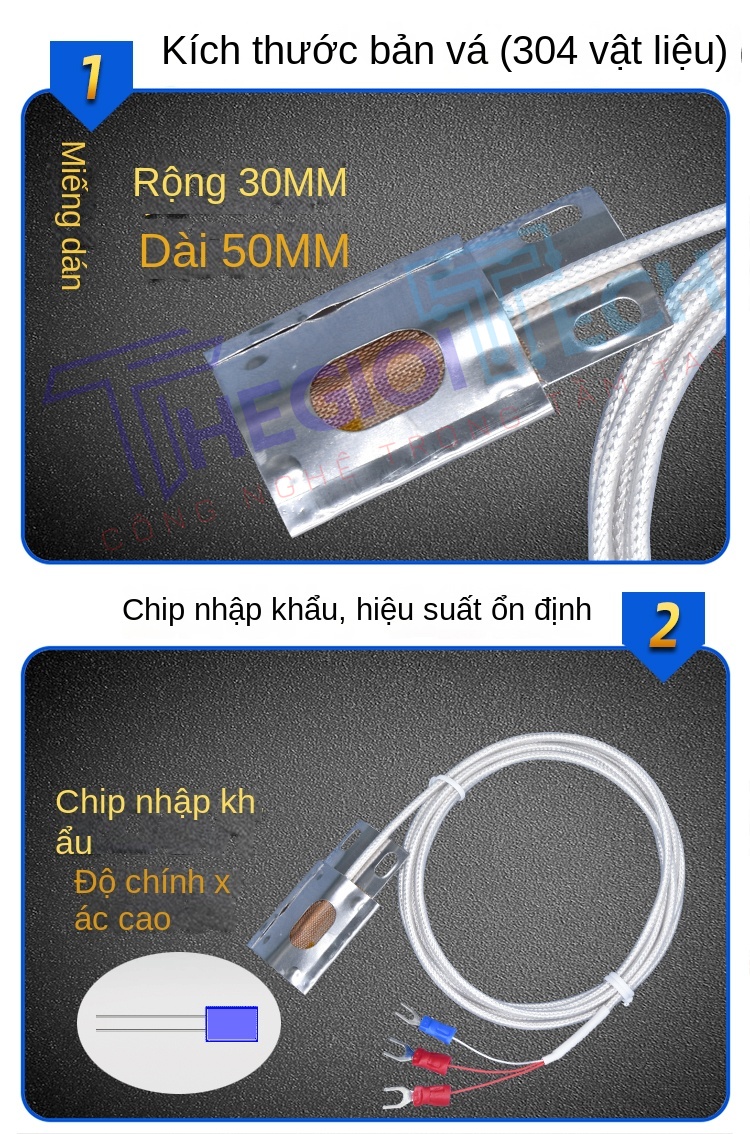 Cảm biến nhiệt độ PT100PT1000 dạng dán cong, đầu dò bạch kim đo nhiệt bề mặt ống và tấm - Điện trở A 0.15