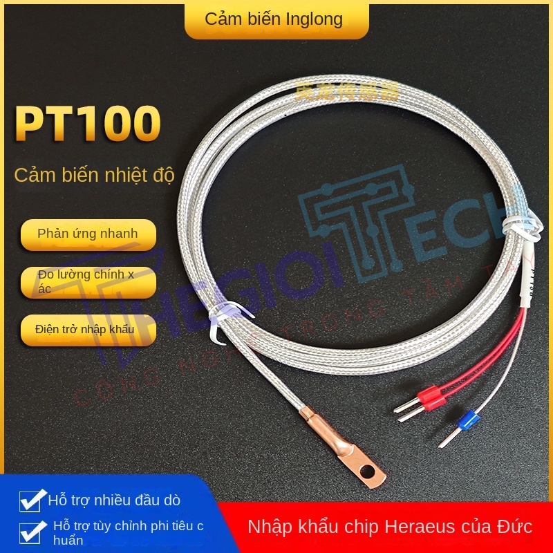 Cảm biến nhiệt độ PT100PT1000 dạng ép mũi, đầu đồng, điện trở bạch kim 3 dây, dạng dán bề mặt - PT1000-A 1.5m