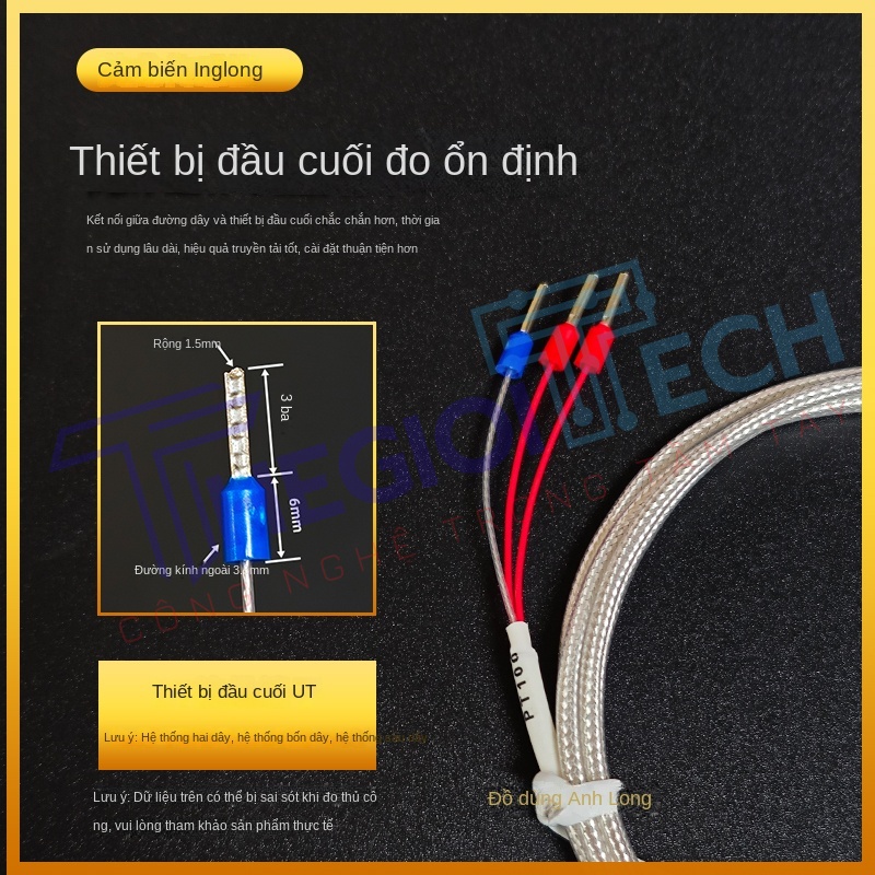 Cảm biến nhiệt độ PT100PT1000 dạng ép mũi, đầu đồng, điện trở bạch kim 3 dây, dạng dán bề mặt - PT1000-A 1m