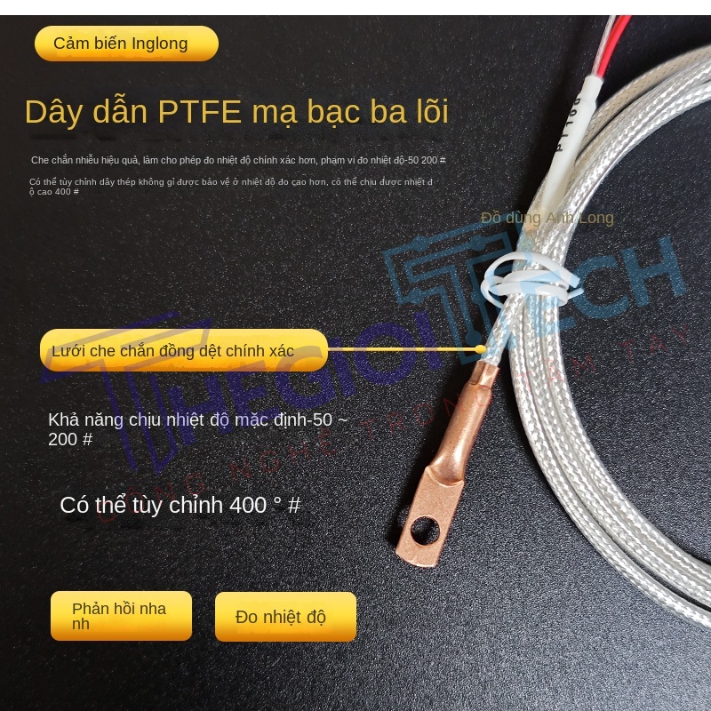 Cảm biến nhiệt độ PT100PT1000 dạng ép mũi, đầu đồng, điện trở bạch kim 3 dây, dạng dán bề mặt - PT1000-A 1m