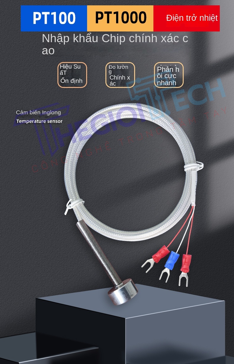Cảm biến nhiệt độ PT100PT1000 dạng hút nam châm, đầu dò điện trở bạch kim, gắn trực tiếp trên bề mặt kim loại - 3m nam châm 80C