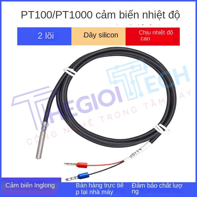 Cảm biến nhiệt độ PT100PT1000 điện trở bạch kim 2 dây, dây silicon chống nước, đầu dò nhiệt độ công nghiệp - PT100-A 0.5m