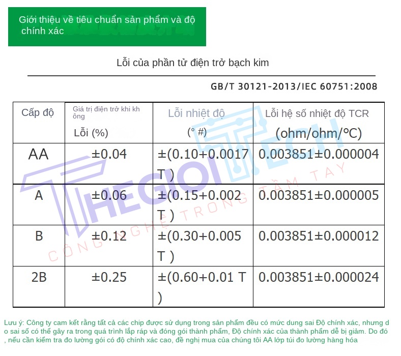 Cảm biến nhiệt độ PT100PT1000, điện trở bạch kim độ chính xác cao AA级, 13B级 - PT1000 AA 1m 0.1
