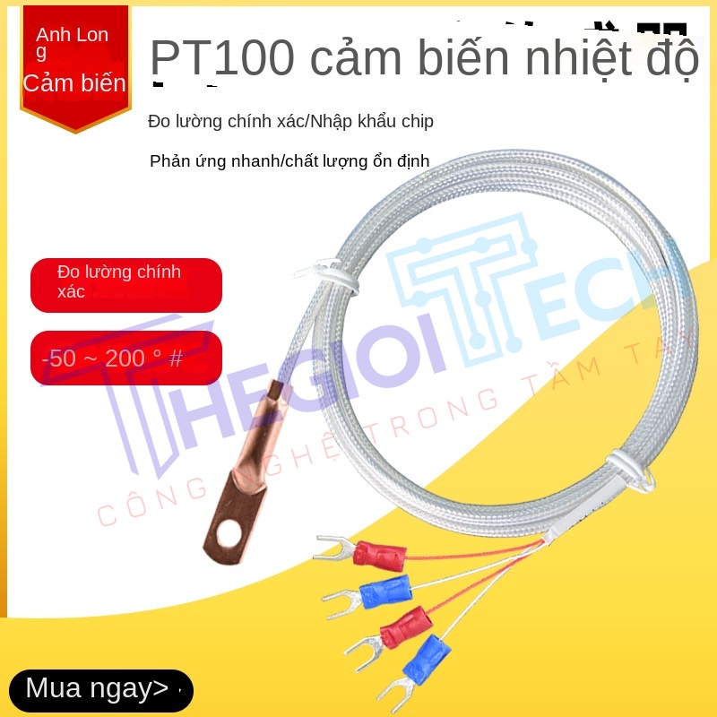 Cảm biến nhiệt độ PT100PT1000 kiểu ép mũi, 4 dây (4 lõi), đầu dò điện trở bạch kim công nghiệp - PT100 A 4m
