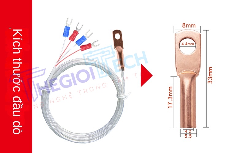 Cảm biến nhiệt độ PT100PT1000 kiểu ép mũi, 4 dây (4 lõi), đầu dò điện trở bạch kim công nghiệp - PT100 A 4m