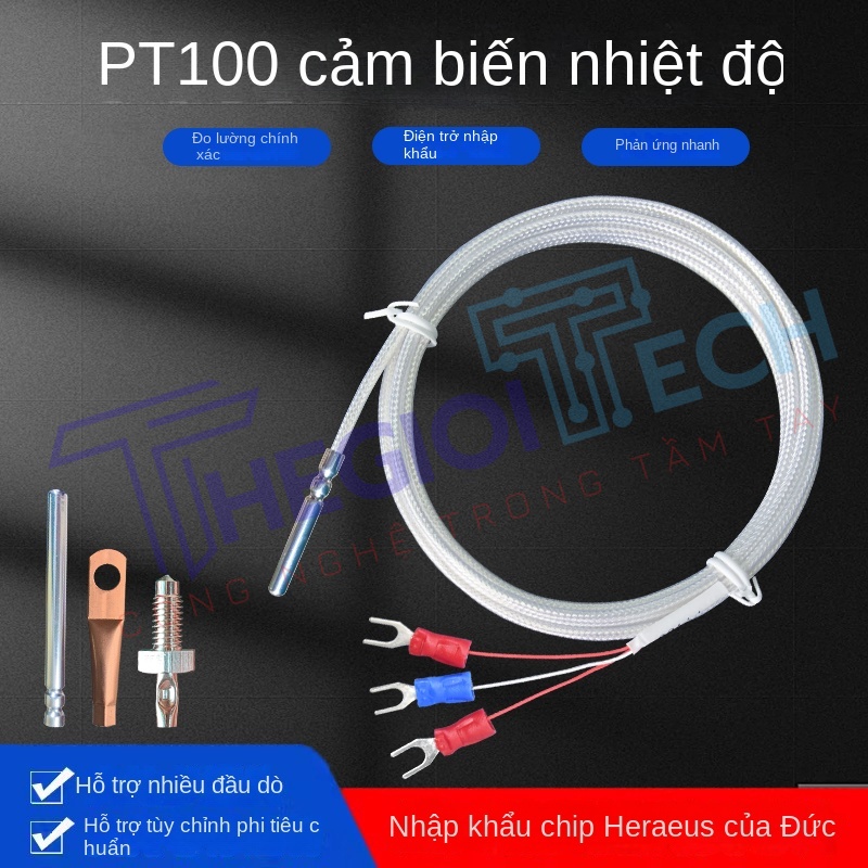 Cảm biến nhiệt độ PT100PT1000 nhập khẩu, điện trở bạch kim 3 dây, đầu dò nhiệt điện trở, dài 10m - PT100-A 10m