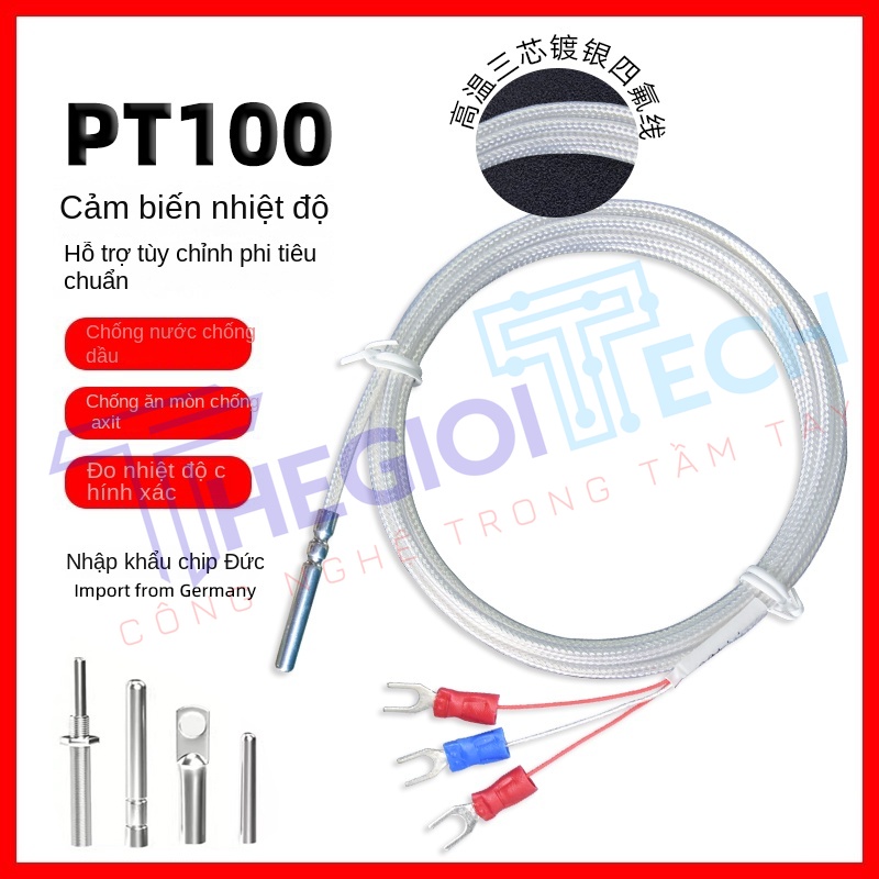 Cảm biến nhiệt độ PT100PT1000 nhập khẩu, điện trở bạch kim 3 dây, đầu dò nhiệt điện trở, dài 10m - PT100-A 7m
