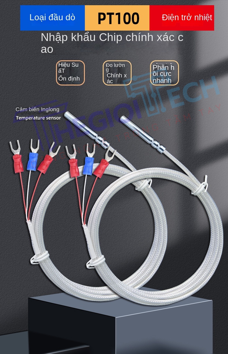 Cảm biến nhiệt độ PT100PT1000 nhập khẩu, điện trở bạch kim 3 dây, đầu dò nhiệt điện trở, dài 10m - PT100-A 9m