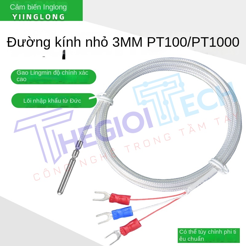 Cảm biến nhiệt độ PT100PT1000 nhập khẩu, đường kính 3mm, điện trở bạch kim 3 dây - PT100 A 4m
