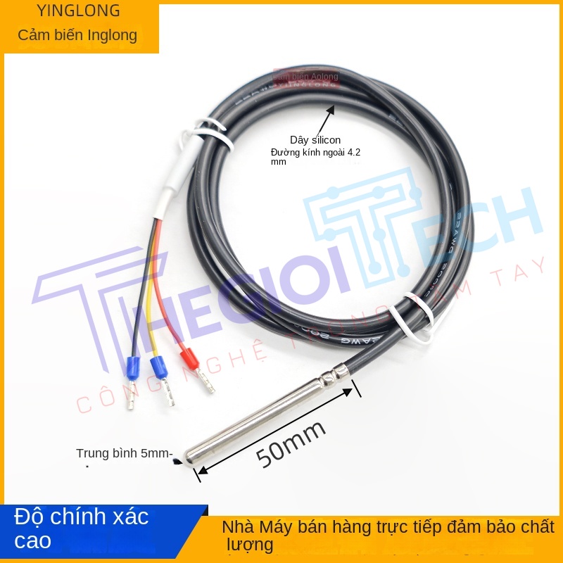 Cảm biến nhiệt độ PT100PT1000 nhập khẩu, đường kính 5mm, điện trở nhiệt 3 dây, đầu dò nhiệt điện trở công nghiệp Yinglong - PT100/1000-3 dây-5mm