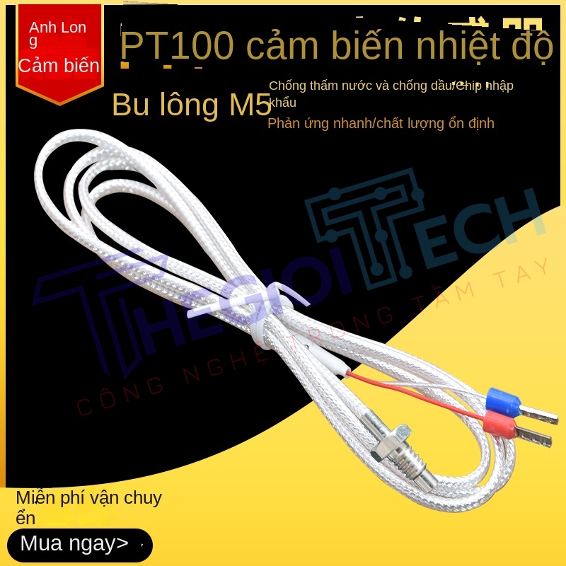Cảm biến nhiệt độ PT100PT1000 ren M5, chuyên dụng cho bạc đạn (vòng bi), đầu dò điện trở nhiệt chính xác cao - PT100-A 0.5m M5
