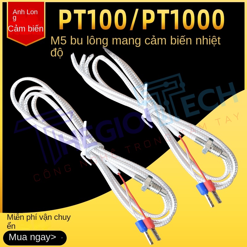 Cảm biến nhiệt độ PT100PT1000 ren M5, chuyên dụng cho bạc đạn (vòng bi), đầu dò điện trở nhiệt chính xác cao - PT100-A 0.5m M5