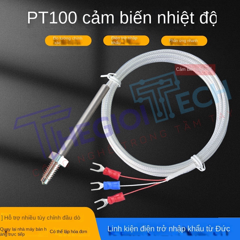 Cảm biến nhiệt độ PT100PT1000 ren M6, đầu dò đo nhiệt điện trở, dây đo nhiệt công nghiệp - PT1000-A 3m M6