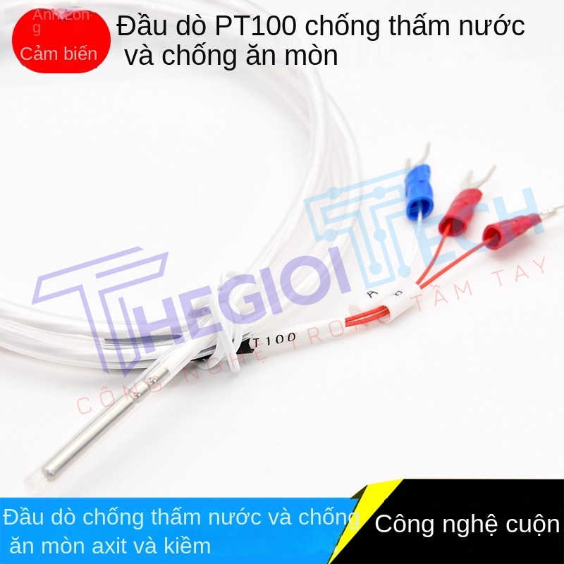 Cảm biến nhiệt độ PT100PT1000 vỏ Teflon chống ăn mòn, chịu axit – kiềm, chuyên dùng cho mạ điện - PT100-A 2m 50-260C