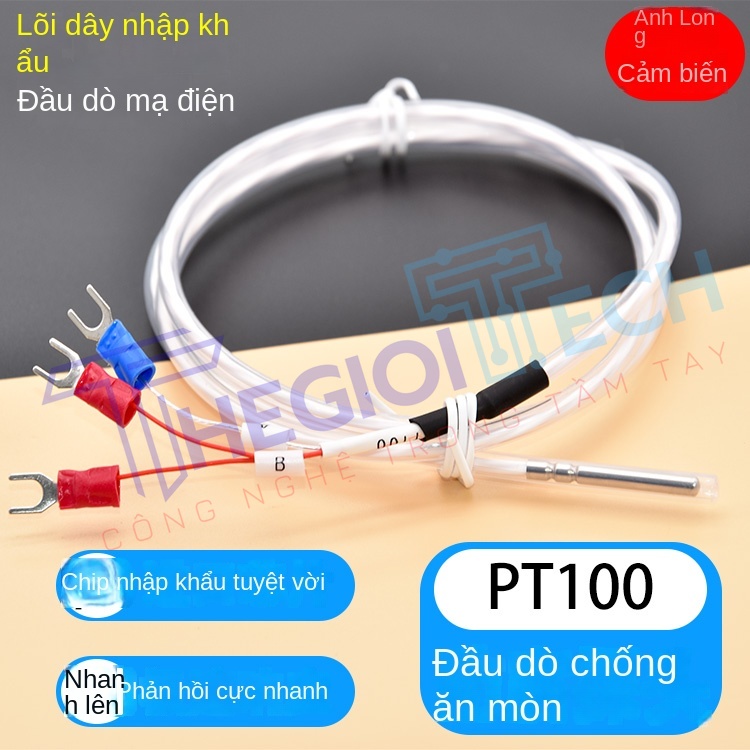 Cảm biến nhiệt độ PT100PT1000 vỏ Teflon chống ăn mòn, chịu axit – kiềm, chuyên dùng cho mạ điện - PT100-A 2m 50-260C