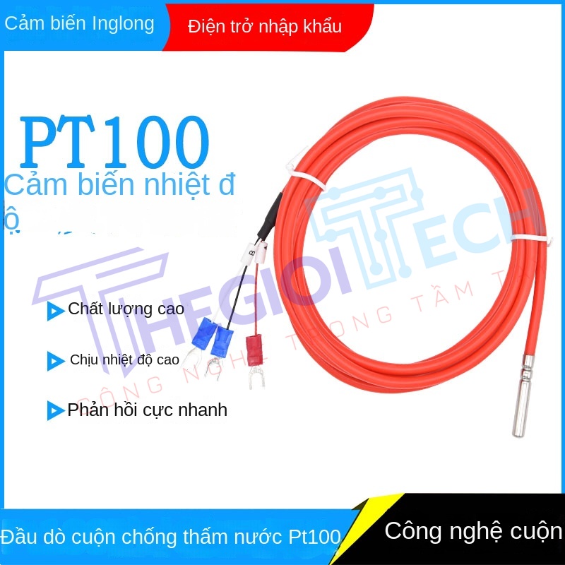 Cảm biến nhiệt độ WZP-PT100PT1000 3 dây, điện trở bạch kim, dây silicone chống nước - A 2m 0.1