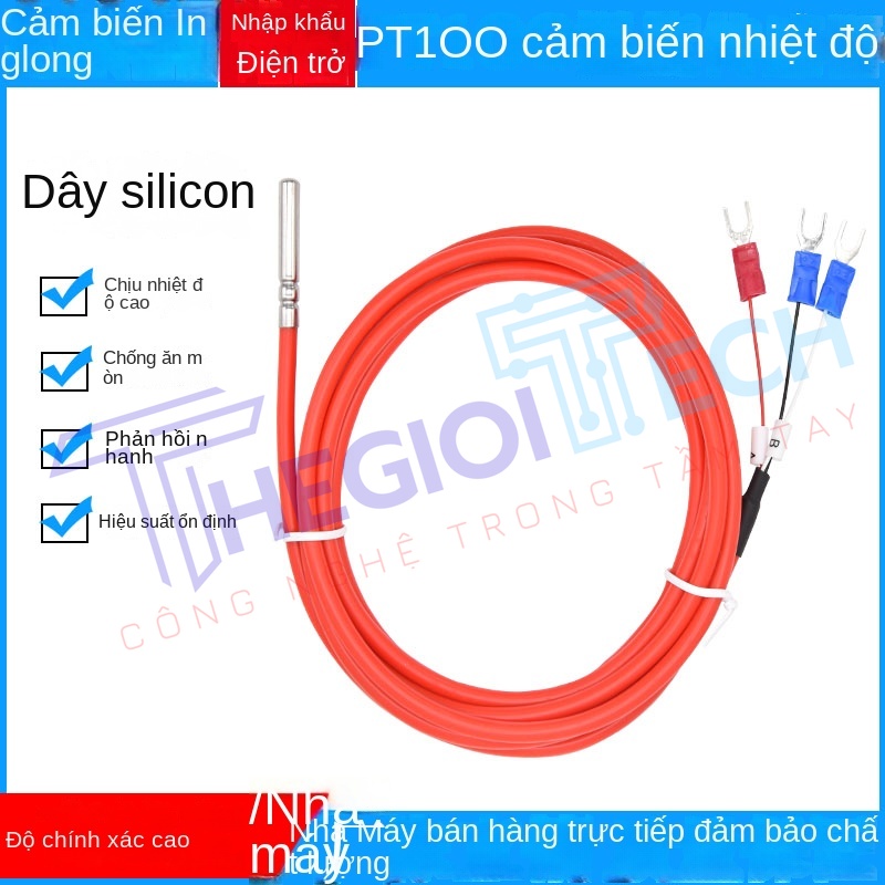 Cảm biến nhiệt độ WZP-PT100PT1000 3 dây, điện trở bạch kim, dây silicone chống nước - B 0.5m 0.3