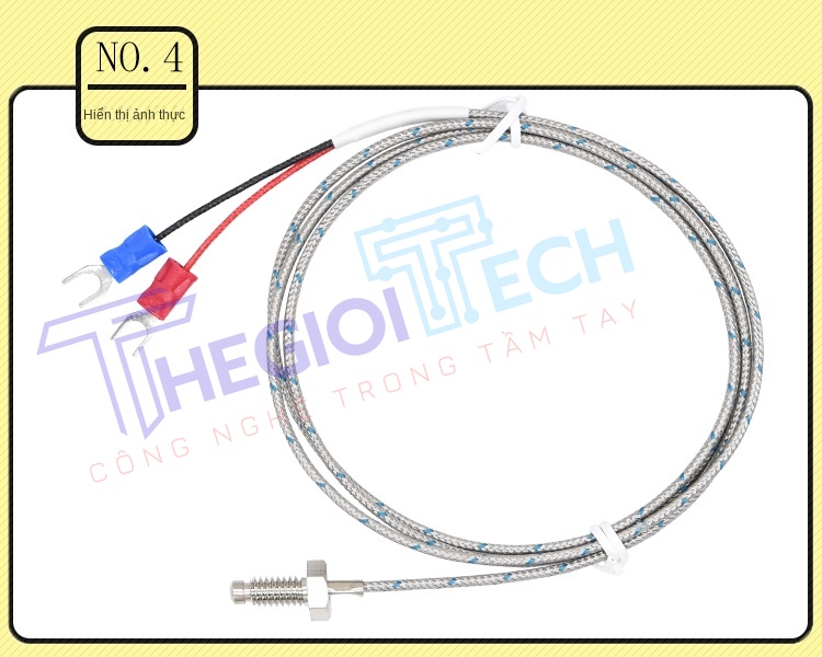 Cảm biến nhiệt độ cặp nhiệt điện loại K/E – kiểu vít M6, đầu dò đo nhiệt, dây cảm biến nhiệt dùng cho máy đo nhiệt độ và bộ điều khiển nhiệt - CB-K/E-M6 1m