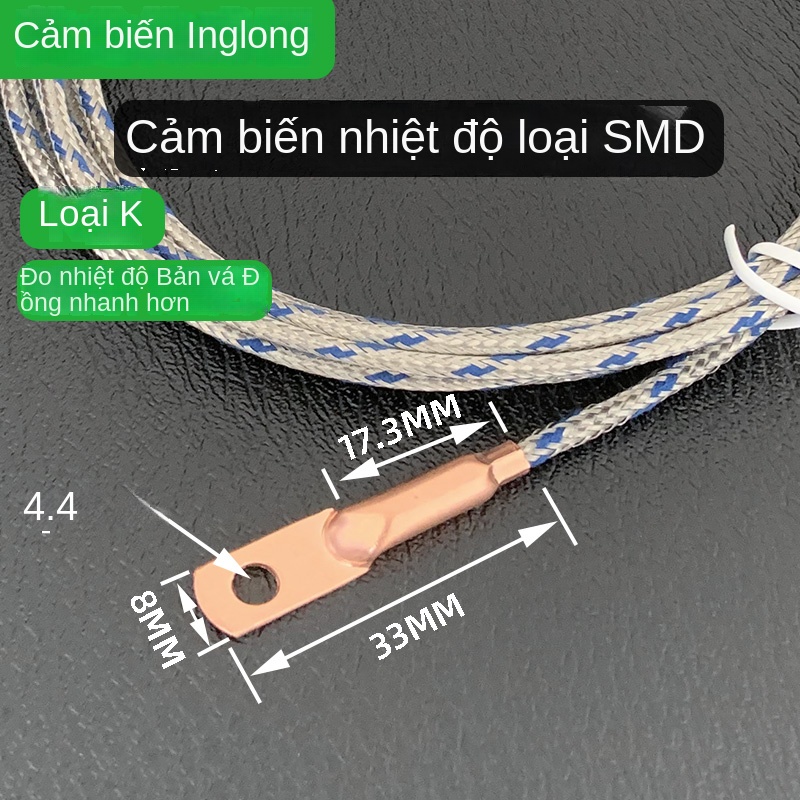 Cảm biến nhiệt độ cặp nhiệt điện loại K – dây nhiều lõi – dạng dán bề mặt (贴片) – đầu dò dạng cos ép nguội, đo nhiệt độ bề mặt lỗ tròn và mặt phẳng - K-Φ4.0 5m CĐ