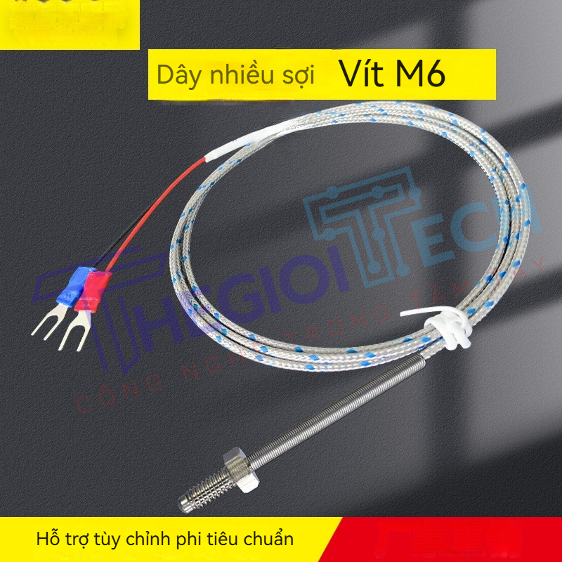 Cảm biến nhiệt độ cặp nhiệt điện loại K dây nhiều sợi, dạng vít M6 – dùng cho máy đo nhiệt độ, bộ điều khiển nhiệt, đầu dò cảm biến nhiệt - K-M8 1m